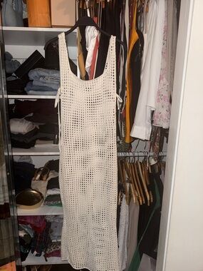 Cream Crochet Maxi Dress/coverup